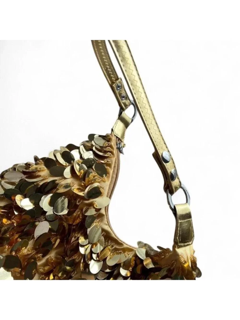 Y2K Gold Sequin Hobo Shoulder Bag Party Bling 2000s Coquette Girlhoodcore Dainty
